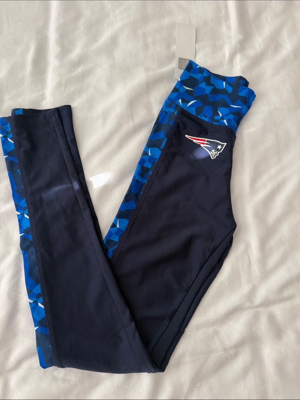 NFL NE Patriots Navy Blue Leggings with Blue Geo Trim